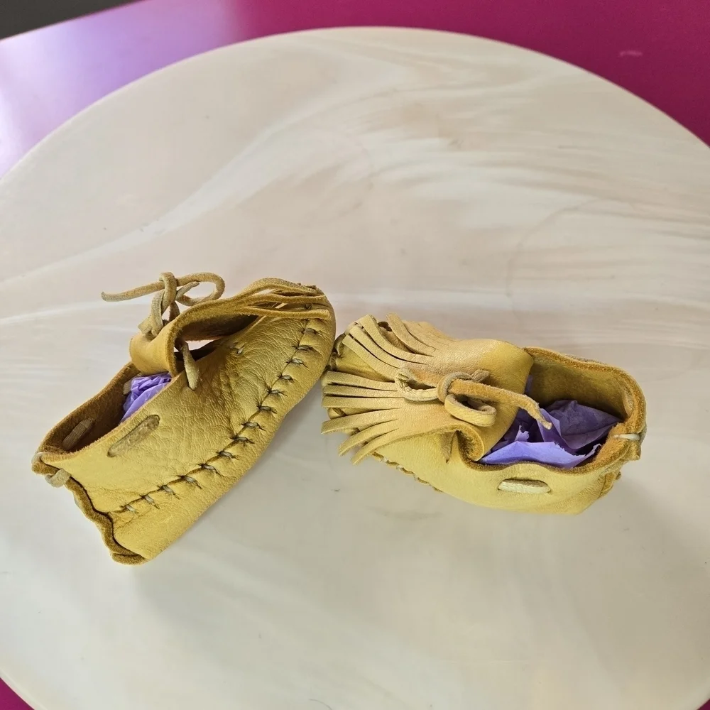 Charming Tan Kids Moccasins with Fringe